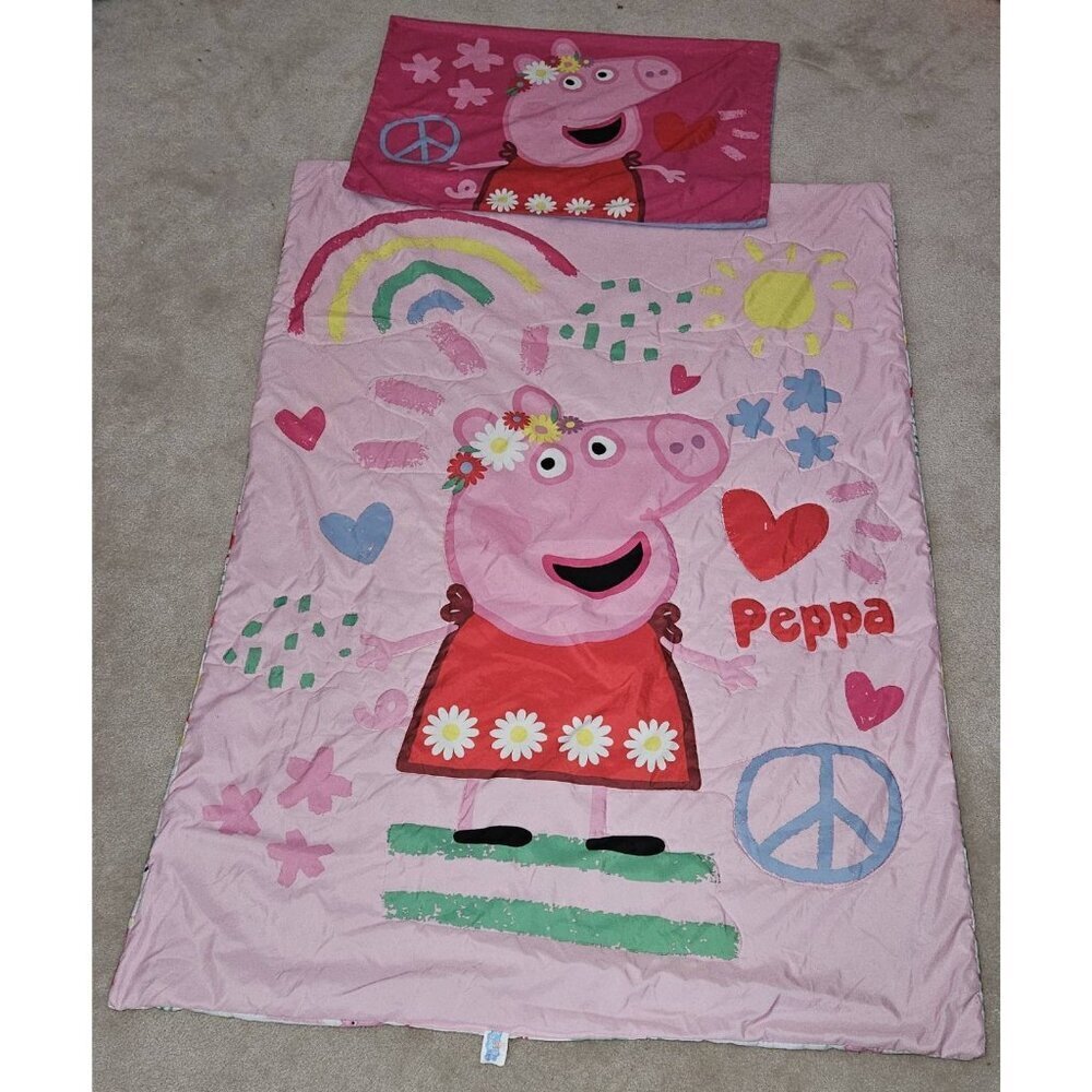 Peppa Pig Comforter 41x56 Blanket Pillow Case Set Be Nice & Kind READ